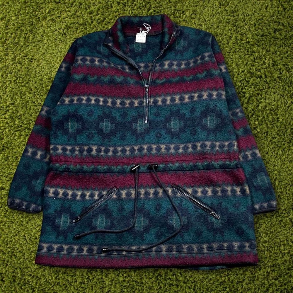 Vintage Cheetah Sport Aztec Print Fleece Pullover